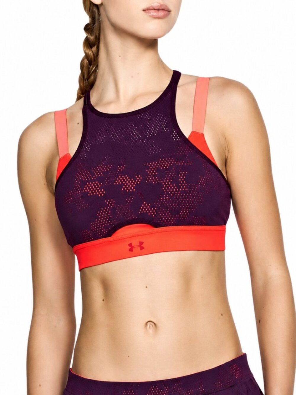 Under Armour Balance Mesh Sports Bra – Purple & Red/Coral – Size Large